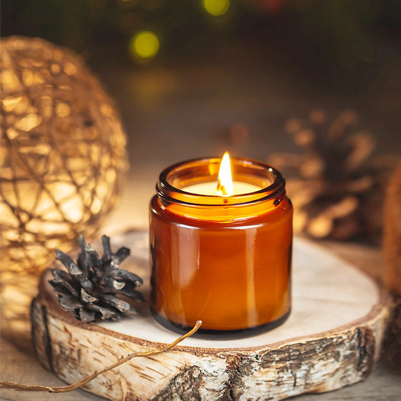 Glass Candle Jars, 4oz Amber R - Candle Making Jars With Lids review and price