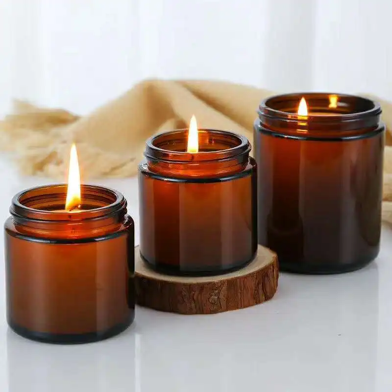 Glass Candle Jars, 4oz Amber R - Candle Making Jars With Lids review and price